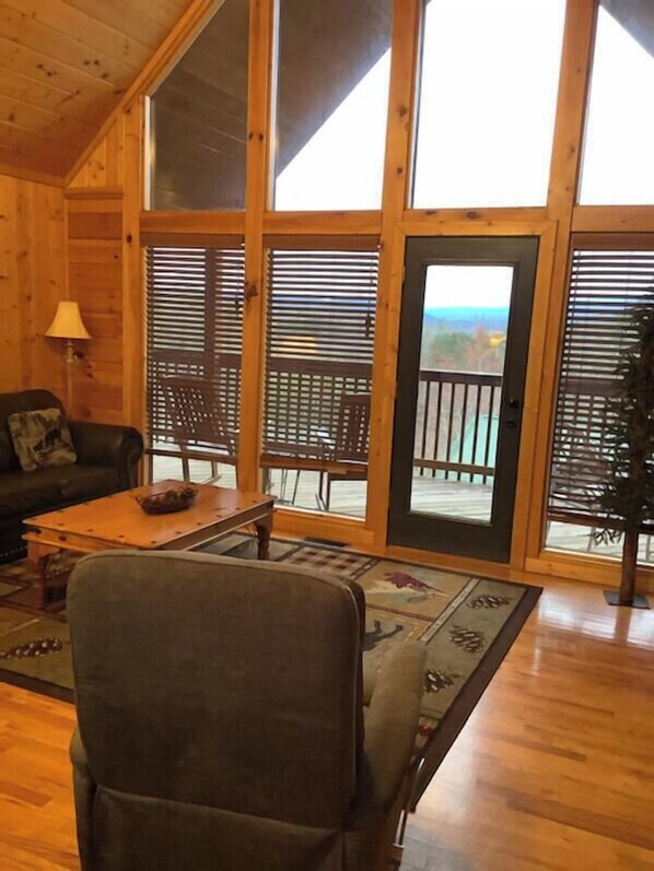 Cabin, Multiple Beds, Patio, Mountain View (American Spirit) | Living area | Fireplace