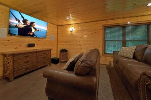 Room, Multiple Beds, Hot Tub, Pool View (Adventure Lodge) | Living area | Fireplace