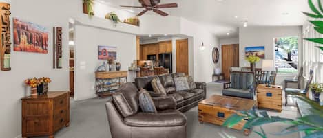 Curl up in the cozy living room & stream your favorites on the smart TV