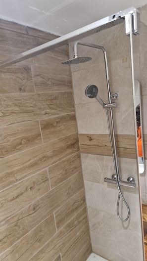 Shower, hair dryer, toilet paper