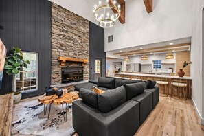 TV, fireplace, video games, offices - Luxury 8BR Cabin w/Pool, Hot Tub, Views & Arcade (Sevierville)