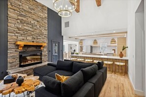 TV, fireplace, video games, offices - Luxury 8BR Cabin w/Pool, Hot Tub, Views & Arcade (Sevierville)