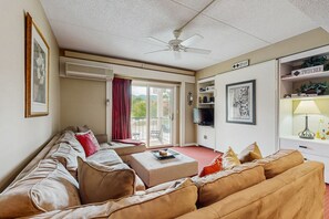 TV, fireplace, foosball, table tennis