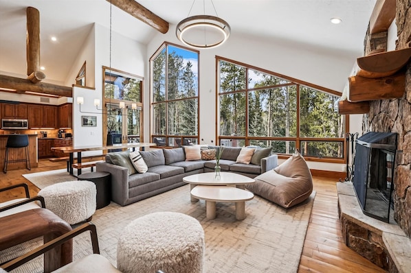 Televisión y chimenea 