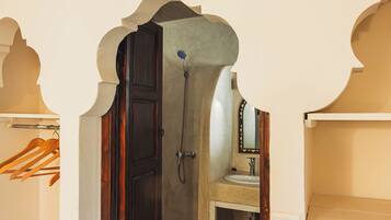 Deluxe Double Room, 1 King Bed, Housekeeping, Pool View | Bathroom | Shower, free toiletries, hair dryer, towels