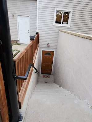 Stairs to basement apartment entrance 