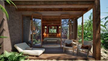 Deluxe Double Room, Garden View | Living area | 48-inch LED TV with satellite channels