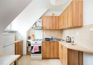 Fridge, oven, stovetop