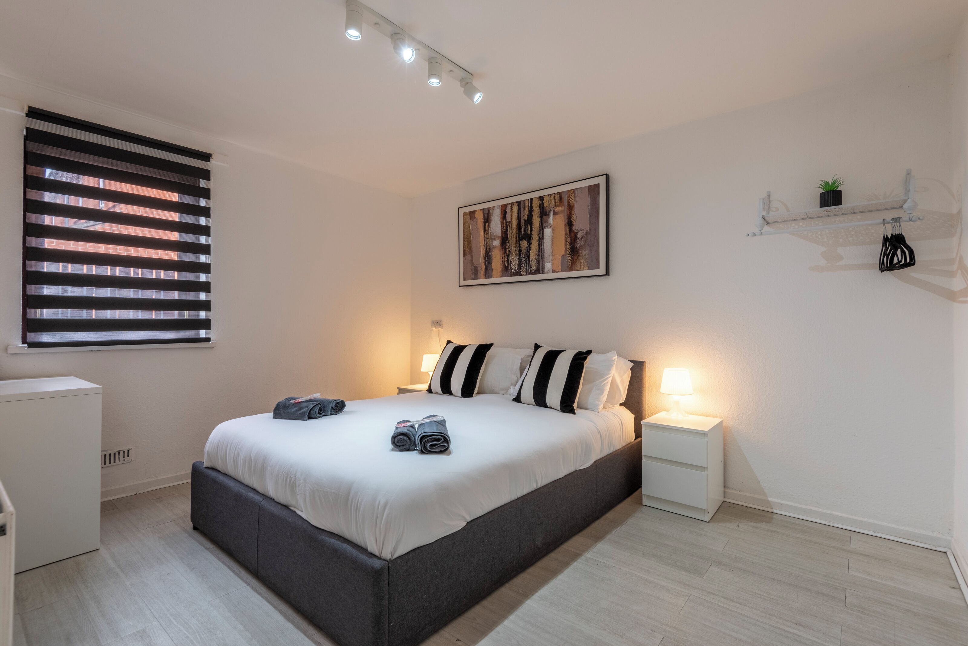 1 bedroom, desk, iron/ironing board, travel crib