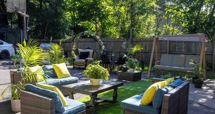 Seven Sleeps + Patio retreat/lake + Two-in-one game table/PS5