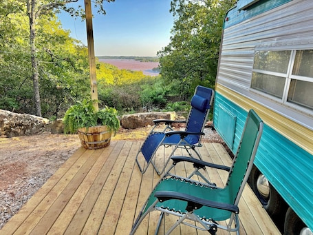 Terrace/patio. Vintage Camping at Keystone Lake: Boat Rental, Hiking, Campfire, Serene Outdoors