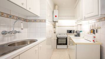 Fridge, microwave, oven, coffee/tea maker