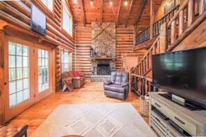 TV, fireplace, offices