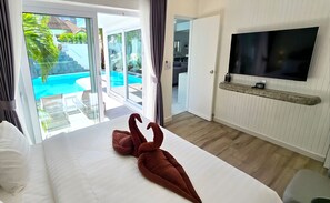 Villa luxueuse, piscine privée | Draps en coton égyptien, literie de qualité