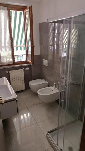 Shower, hair dryer, bidet, soap