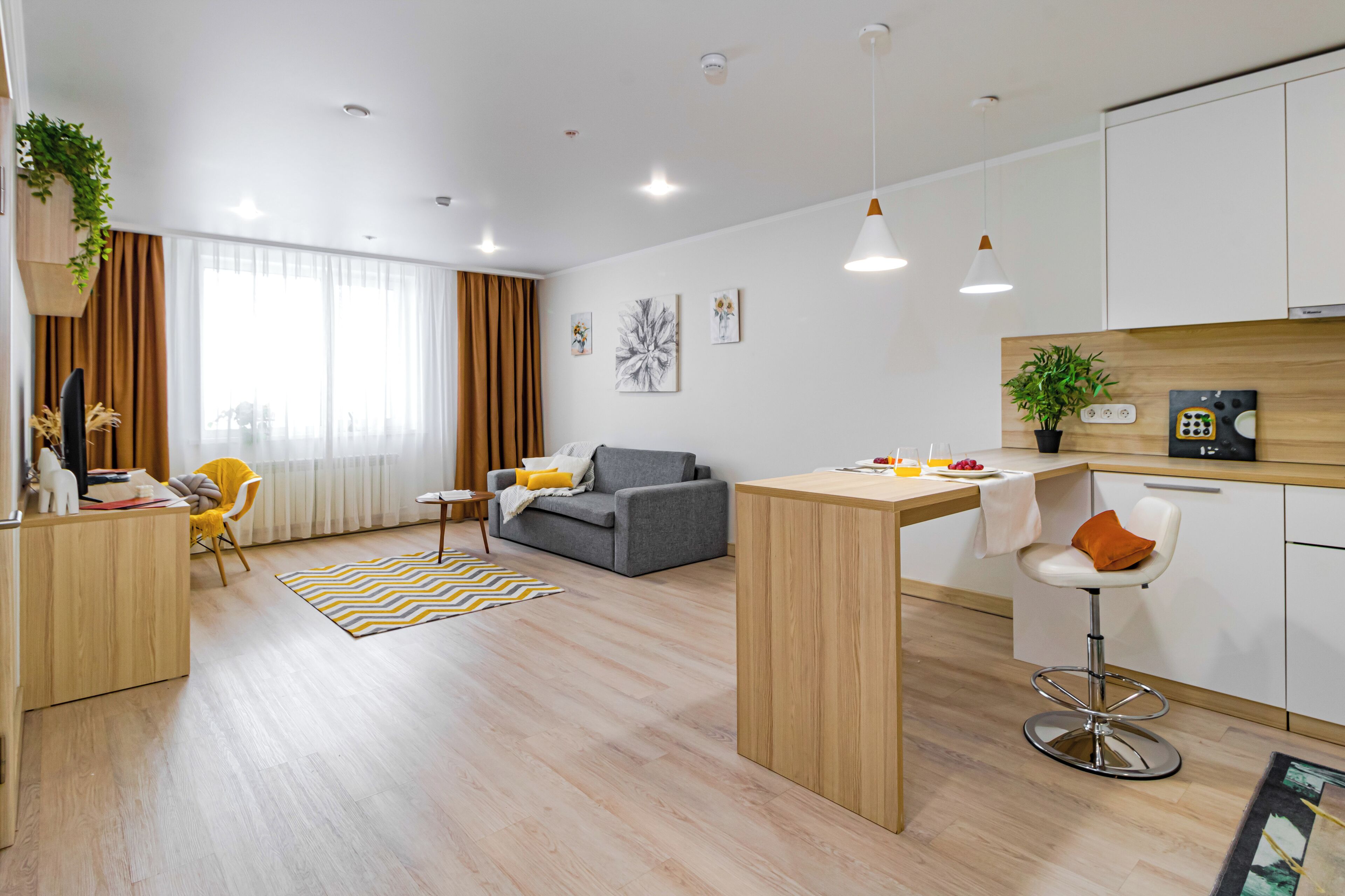 Apartment, 2 Bedrooms, City View | Living area | 40-cm Smart TV with cable channels