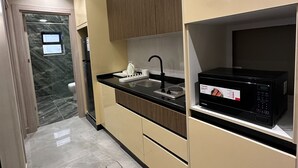 Fridge, microwave - 104 AL-NAJEH JRE Apartments For Rent ave (Amman)