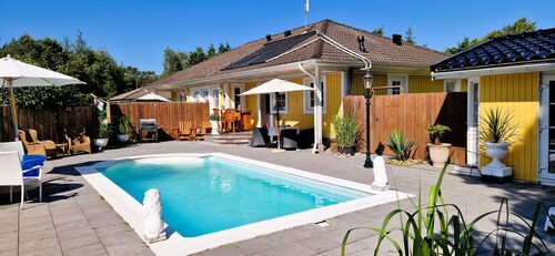 Beach near villa with pool