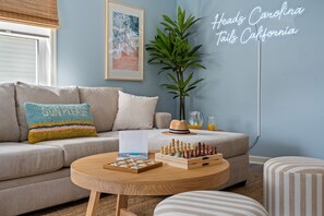 Smart TV, video games, DVD player, foosball