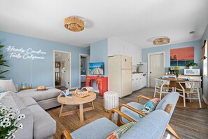 Smart TV, video games, DVD player, foosball