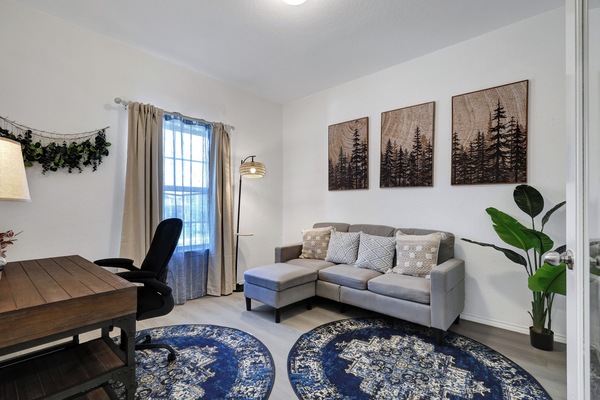 Sectional sofa included for extra comfort.