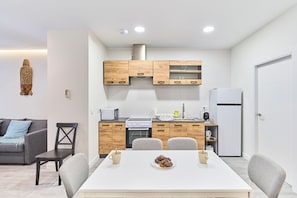 Apartment | Private kitchen | Fridge, microwave, oven, stovetop