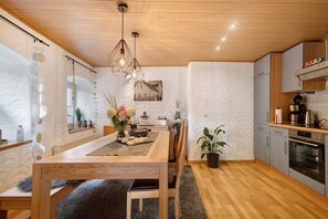 Dining - Holiday Home 'Alte Wognerei' with Private Terrace, Shared Garden and Wi-Fi (Fuchsmühl)