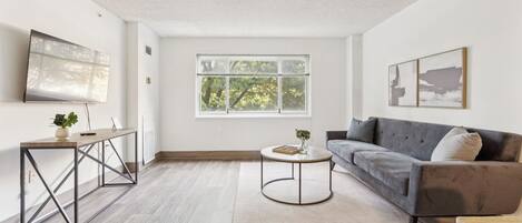 TV connectée, livres, espaces bureaux