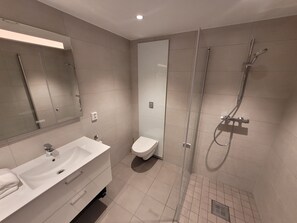 Douche, sèche-cheveux, serviettes fournies, papier toilette