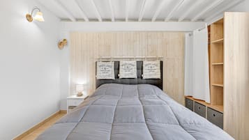 1 slaapkamer, een strijkplank/strijkijzer, wifi, beddengoed