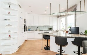 Fridge, oven, dishwasher, coffee/tea maker