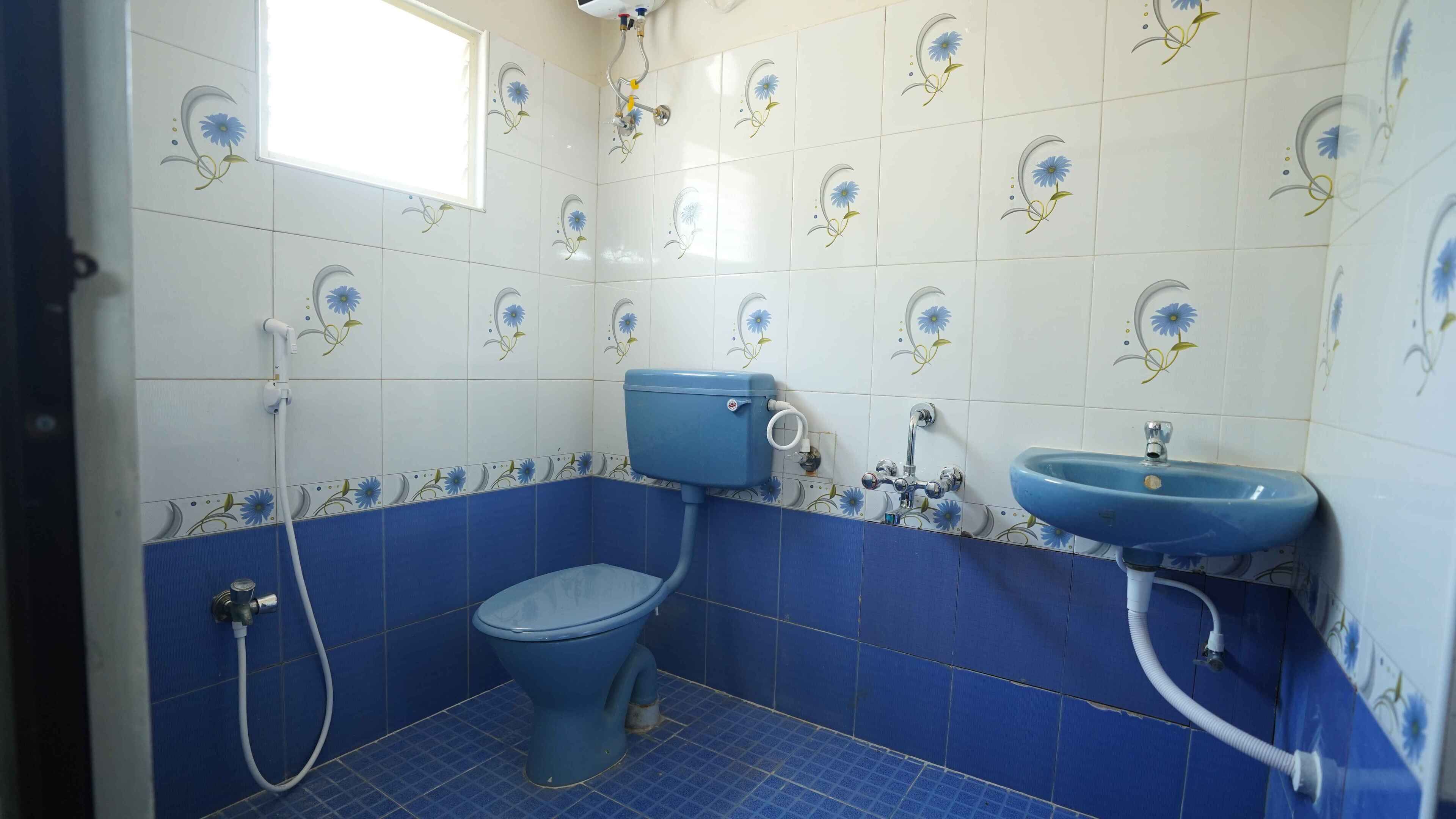 Shower, towels, soap, toilet paper