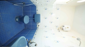 Douche, serviettes fournies, savon, papier toilette