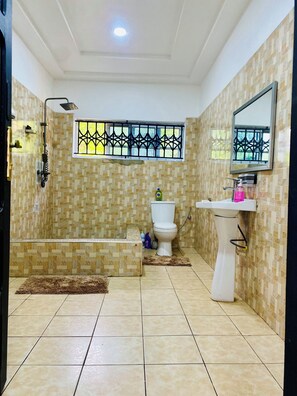 Towels, soap, shampoo, toilet paper