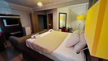 Comfort Double Room, Balcony, City View | Desk, laptop workspace, blackout drapes, iron/ironing board