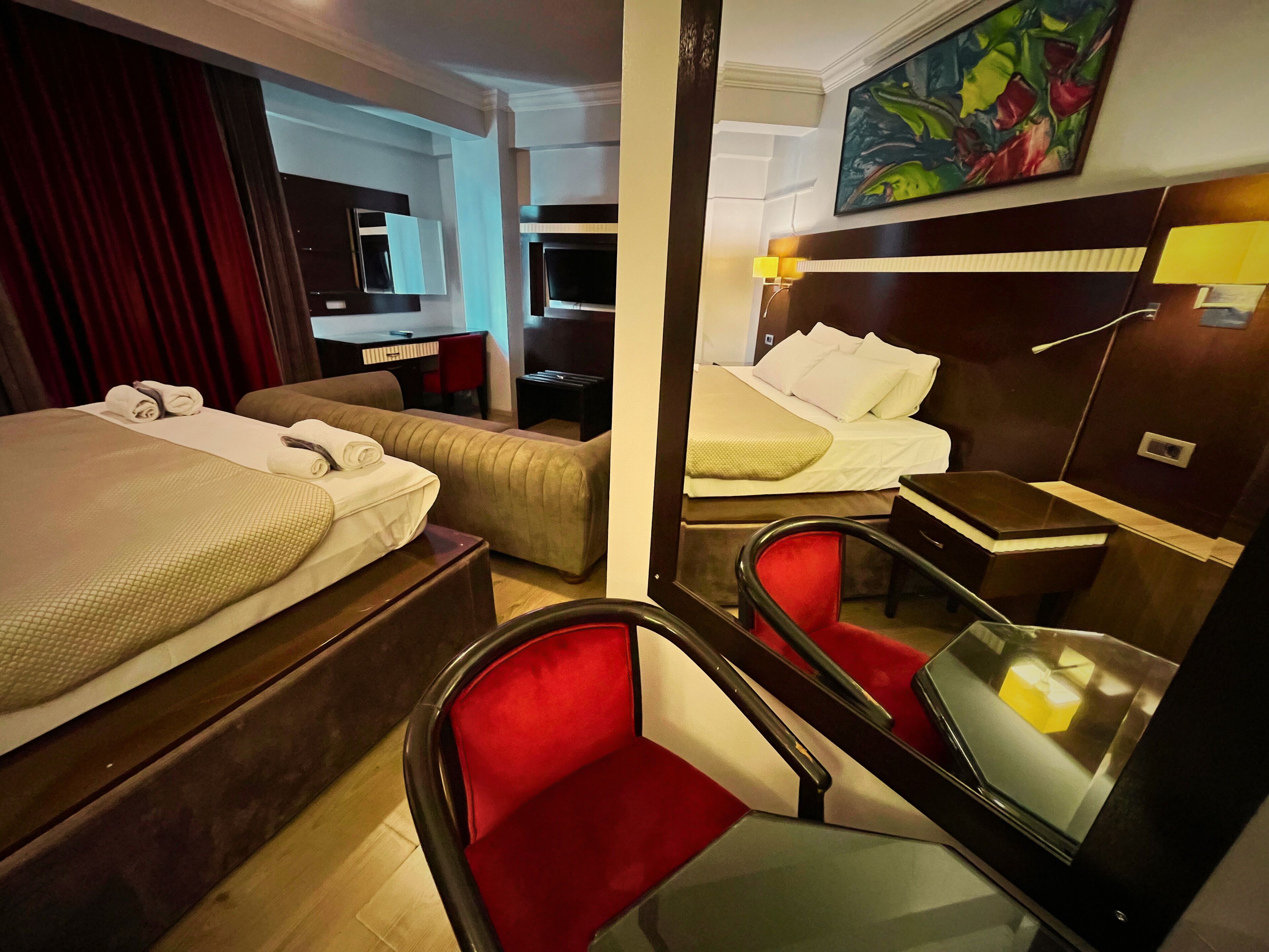 Comfort Double Room, Balcony, City View | Desk, laptop workspace, blackout drapes, iron/ironing board