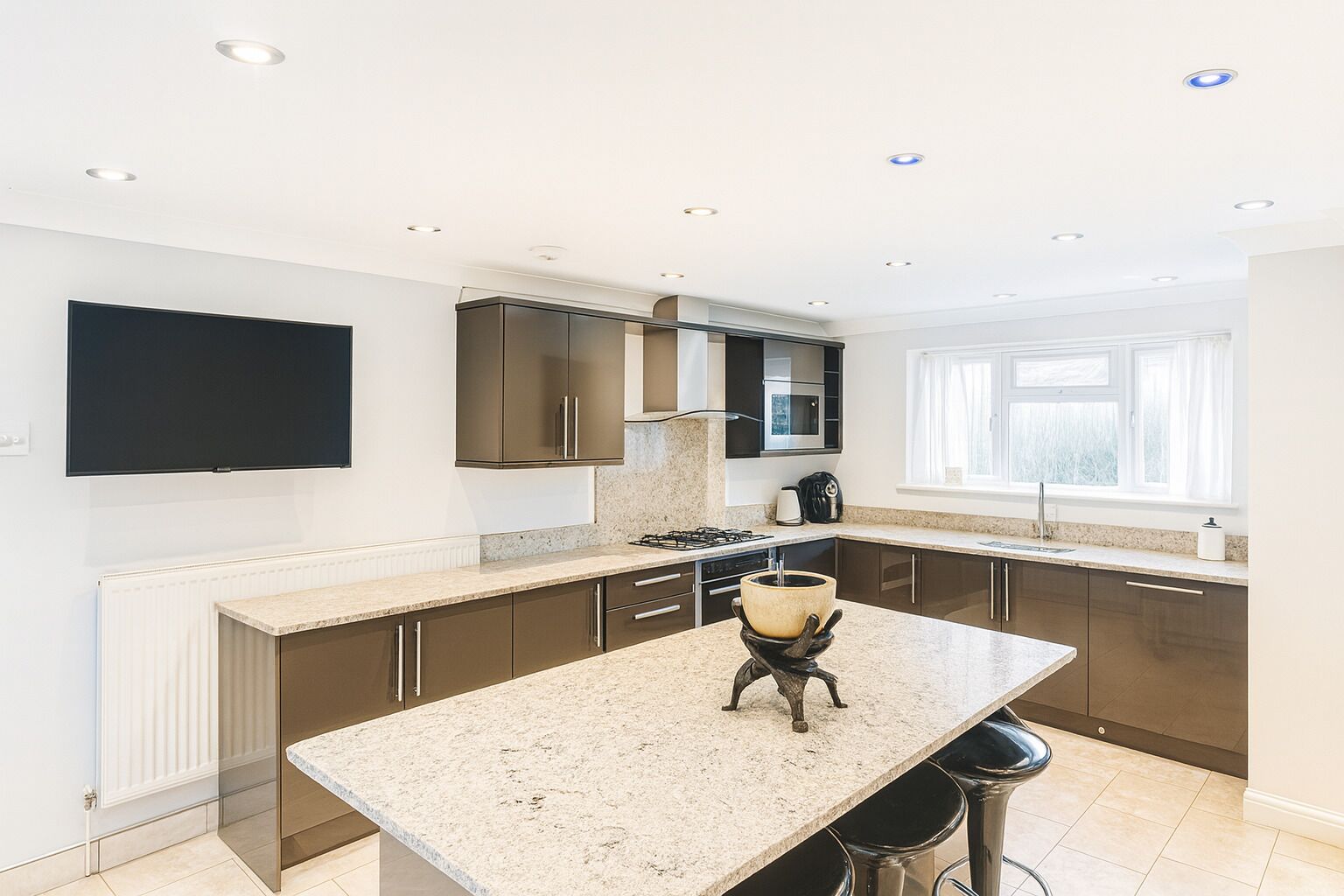 Full-sized fridge, microwave, oven, stovetop