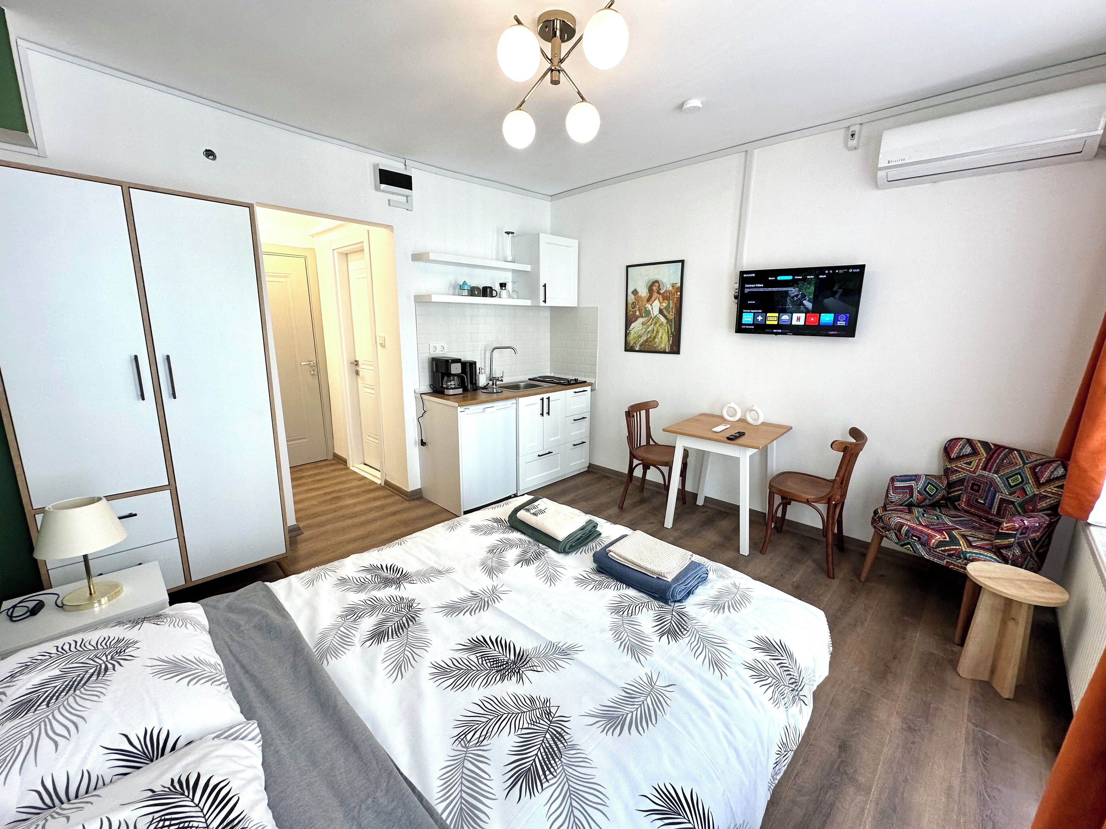 1 bedroom, desk, soundproofing, iron/ironing board