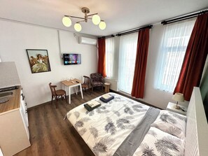 1 dormitorio, tabla de planchar con plancha, wifi y ropa de cama