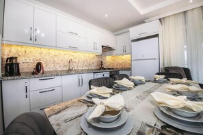 Fridge, microwave, oven, dishwasher