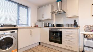 Fridge, microwave, oven, toaster