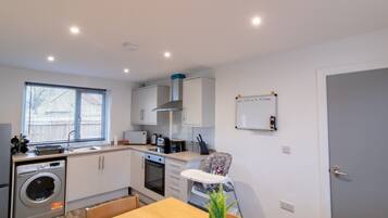 Fridge, microwave, oven, toaster