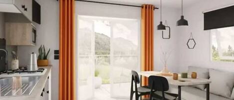 Frigorífico, microondas, placa de cocina y lavavajillas