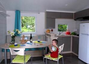 Fridge, microwave, stovetop