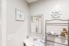 Shower, towels, soap, toilet paper