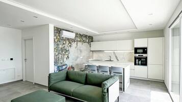 Villa, 2 Bedrooms, Private Pool, Sea View | Living area | 30-inch TV with satellite channels