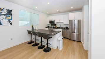 Microwave, toaster, cookware/dishes/utensils