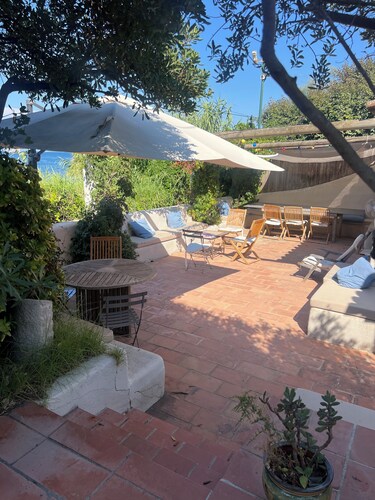 Saint Tropez magical villa on secluded beach walking distance from village center