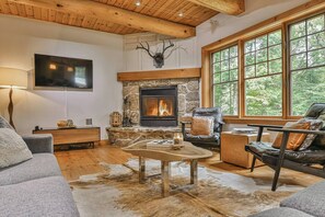 TV, fireplace, stereo