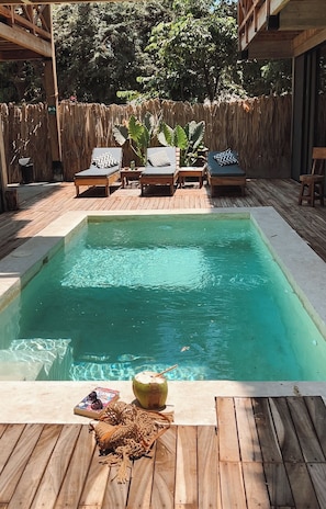 Outdoor pool, open 7:00 AM to 10:30 PM, sun loungers